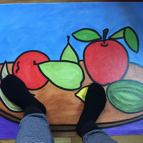 Fruit On Table Kitchen Floorcloth: Waterproof mat, easy to clean, shops durable . Ready to ship , brighten your kitchen. Great gift for the chef!