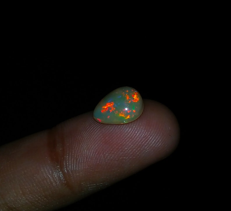 8x10 mm Fire Opal Natural Ethiopian Opal Cabochon White Opal Pear Shape Natural Opal Ethiopian Welo Fire Opal Loose Opal Stone AAA Fire Opal