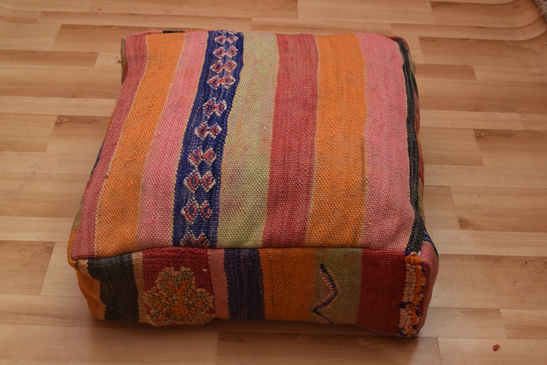 Marokkanischer Kelim Pouf Quadratisch Bezug Kilim Pouf Etsy.de