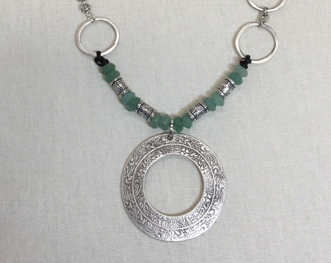 Turkish silver, leather, and green aventurine