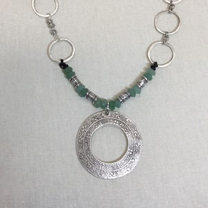 Turkish silver, leather, and green aventurine