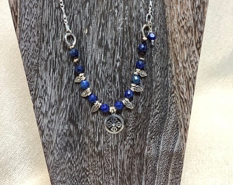 Lapis and Silver leaf necklace
