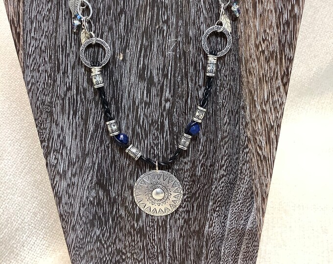 Hill Tribe Silver Pendant with Lapis Lazuli