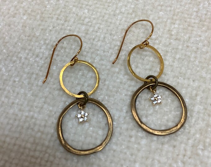 Gold and brass hoop earrings