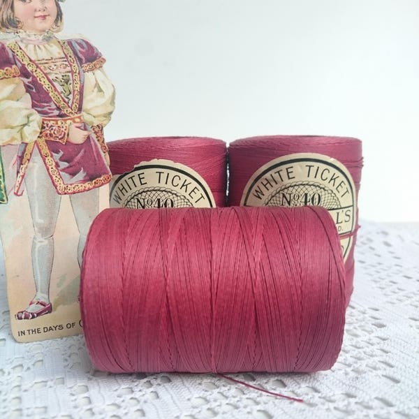 Vintage 40/3 "CAMPBELLS"  Irish Linen thread Best quality 3 cord  linen thread BURGUNDY RED bookbinding jewellery