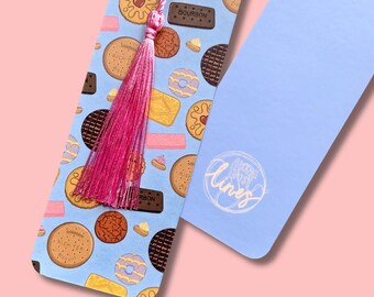 British Biscuits Bookmark with Tassel - Waterproof Matte Laminated - Book Lover Gift - Cosy Cute Sweet