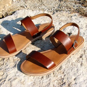 Taba color leather woman sandals