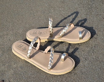 Gold leather woman sandal