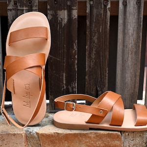 Taba Leather Gladiator Sandals Men: Ancient Greek Strappy Flats