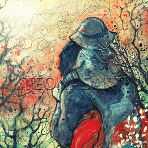 Watercolor Art Print »Father and Child«