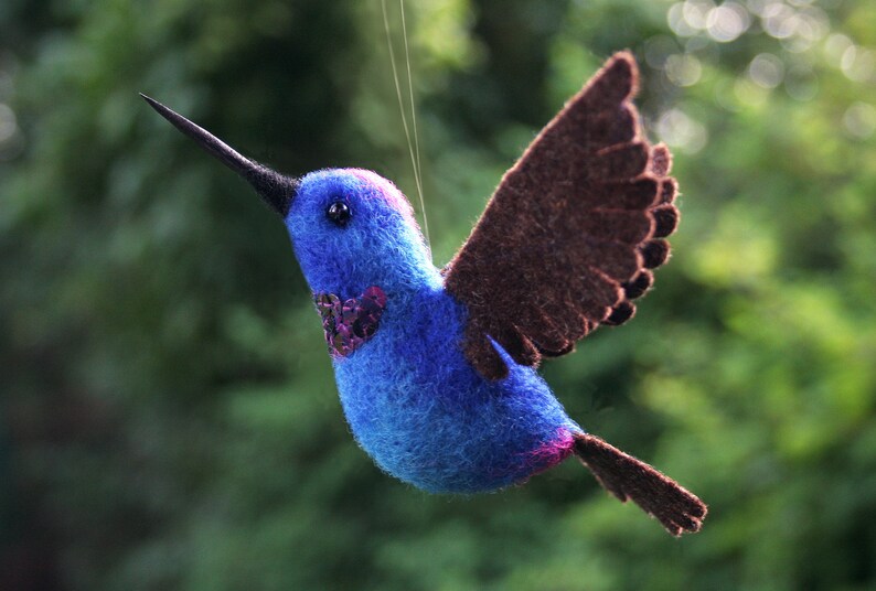Kolibri-Futterspender Aus Glas – Blau Mit Sitzstange & Aufhänger