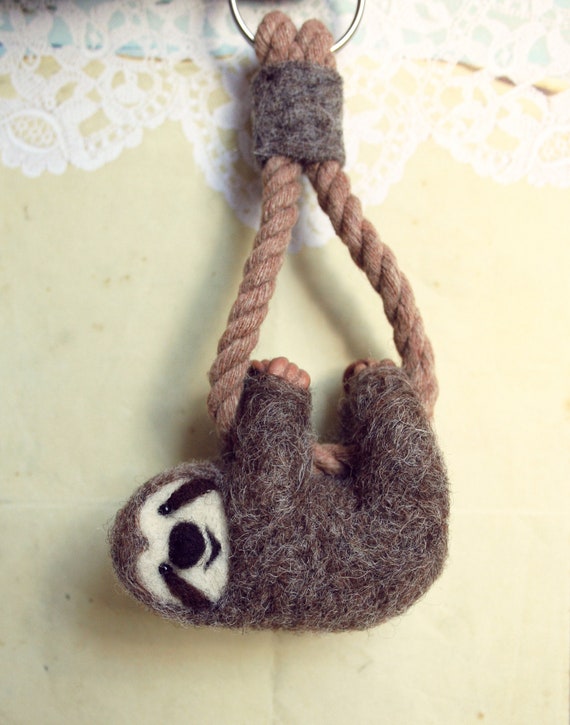 Fluffy sloth keyring sale
