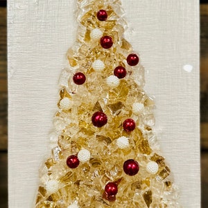 Crushed Glass Christmas Trees on Wood!  FREE SHIPPING!!!!