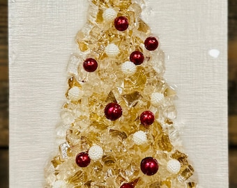 Crushed Glass Christmas Trees on Wood!  FREE SHIPPING!!!!