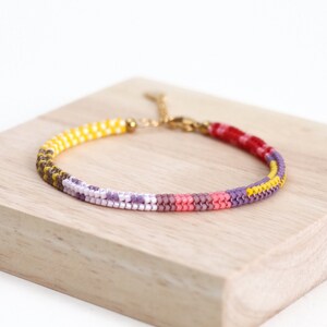 Handwoven Multi Color Bracelet, Colorful Box Chain Bracelet, Summer Beaded Bracelet, Seed Bead Bracelet, Fun & Colorful Jewelry for Teens