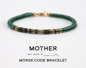 Mother Morse Code Bracelet: Unique and Meaningful gift for Mum, Minimalist Secret Message Jewelry