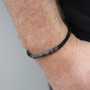 Pulsera personalizada para hombre, joyas personalizadas para hombre, pulsera con código morse, regalos para novio, joyas para hombre negro, regalo para el día del padre