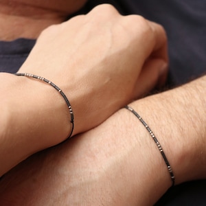 Personalisiertes Morsecode-Armband für Paare, Freund, Freundin, Paar-Armband-Set, passende Armbänder, Fernarmbänder, Geschenk für Sie und Ihn Bild 1