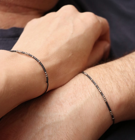 Custom Morse Code Couples Bracelet Set, Anniversary Gift for Him Her