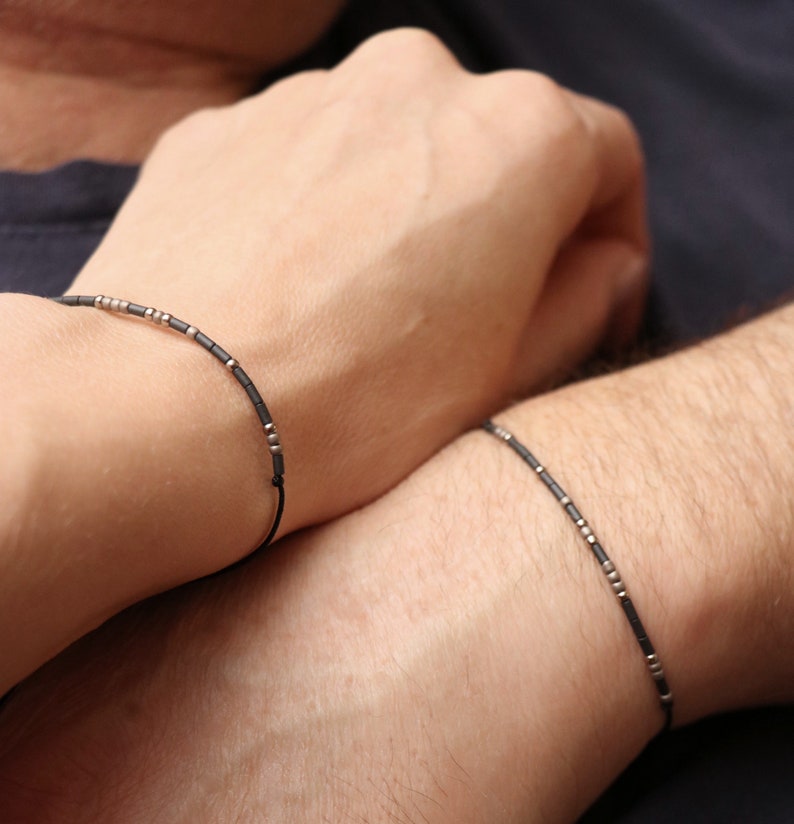 Personalisiertes Morsecode-Armband für Paare, Freund, Freundin, Paar-Armband-Set, passende Armbänder, Fernarmbänder, Geschenk für Sie und Ihn Bild 1