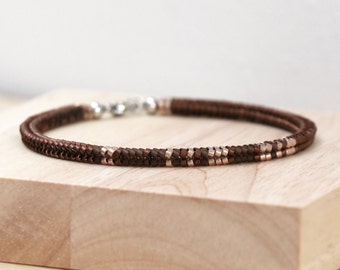 Bracelet pour homme en bronze métallique, cadeau pour homme bracelet code Morse personnalisé, bijoux tissés à la main pour petit ami, cadeau d'anniversaire bien pensé pour lui