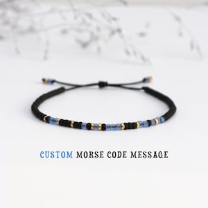 Pulsera de código Morse personalizada para hombre, pulsera para hombre, regalo de cumpleaños personalizado para novio, regalo de aniversario para él, regalo de San Valentín para esposo