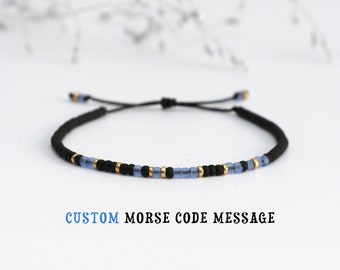 Custom Mens Morse Code Bracelet, Men's Bracelet, Personalized Birthday Gift for Boyfriend, Anniversary Gift for Him, Valentine Husband Gift