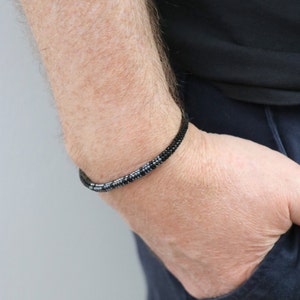 Personalized Morse Code Bracelet for Men: Hidden Message Beaded Jewelry Christmas Gift