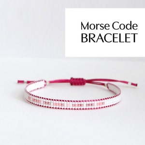 Empowerment Pink and White Morse Code Bracelet for Women – Custom Affirmation Jewelry