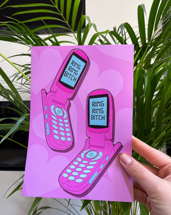 Retro noughties 2000's mobile flip phone cellphone poster print artwork  gift various sizes
