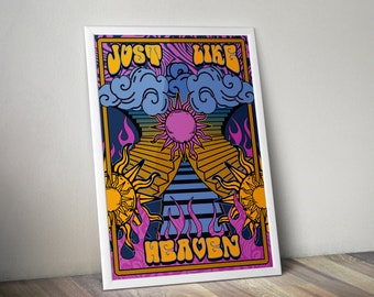 Psychedelic graphic retro bright vintage styled 70's heaven hippy poster print artwork
