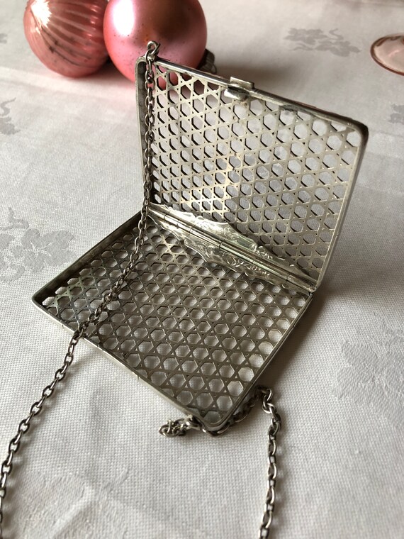 antique silver purse with chain