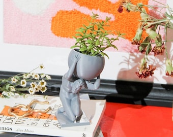 SCULPTURE PLANTER Griechische Mythologie griechischer Gott-Statuen-Figürchen-griechische Büste-Planter-Schulter, die Housewarminggeschenk-TheALTAS hält