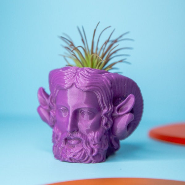 GOD HEAD ÜBERTOPF Zeus Ammon 3D gedruckt Skulptur Kaktus Blumentopf mit DrainageLoch Mythologie Pflanzenbehälter Gärtner Geschenk -TheAMMON