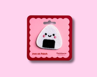 Onigiri Iron On Patch, Kawaii Rice Ball Embroidered Patch, Japanese Food Patch, Cute Patch for Backpack, Jacket Patch, Kawaii Gift
