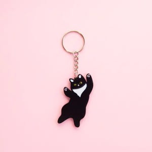 Black and White Cat Keyring Cute Cat Lover Gift Black Cat Keychain Feline Accessory Cat Enthusiast Gift Meow Keyring Handmade Cat Keychain
