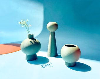 ミニマリストな植物由来プラスチック花瓶：モダンなつぼみ型花瓶セット