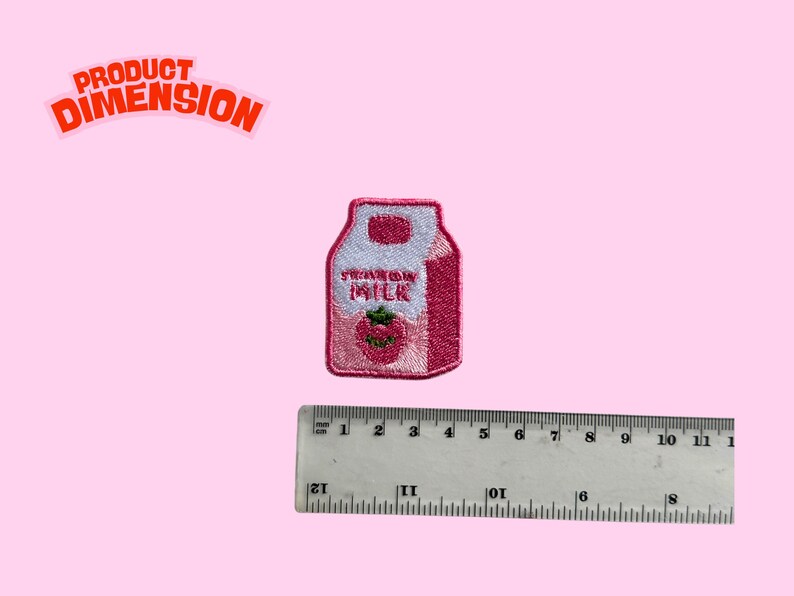 Strawberry Milk Iron on Patch, Kawaii Embroidered Milk Carton Patch ...