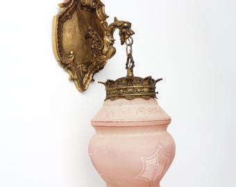 Antique Bronze Gothic Dragon Griffin Wall Sconce – Early 20th Century Mythological Lighting