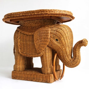 Rattan elephant cheap side table