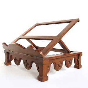 Antique Hand Crafted Wood Lutrin Bible Book Stand Religious Church Book Rest Reading or Music Stand Tablet Device Several Heights 1900