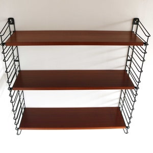Adjustable Vintage Mid Century Teak Retro Shelf Tomado Design Wall Shelving Unit Ebony Metal & Teak 1950-1960s dutch design