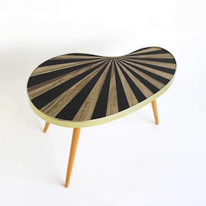 Table d'appoint vintage en forme de rein Table à plantes Rayons du soleil Mid Century Plant Stand Flower Table basse des années 60, Rockabilly allemand, Âge atomique
