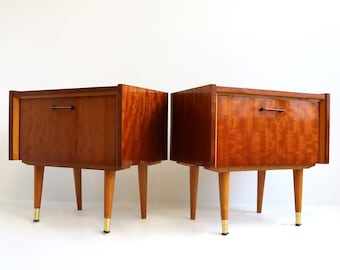 Pair Midcentury Modern Scandinavian 60 Nightstands Bedside Tables Additional Tables Side Tables 1960s End Tables