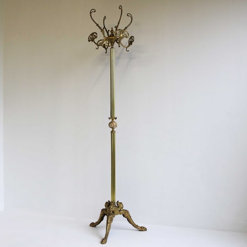 Ornate Brass Free Standing Coat Rack Centerpiece Round Marble - Etsy