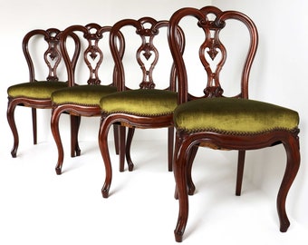 Set off Four Antique Victorian Elegant Dining Room Chairs Antique Biedermeier Seating Chairs Carved  Chair 19th century