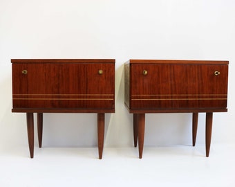 Shiny Pair Midcentury Modern Scandinavian 60 Nightstands Bedside Tables Additional Tables Side Tables 1960s End Tables Valve