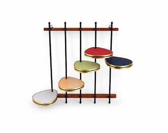 1980s Fabric Leaf Plant Shelf: Colorful Mid-Century Modern Wall Rack
