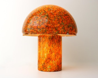 Vintage Peill & Putzler Mushroom Lamp: Orange Art Glass, Mid Century Modern Germany