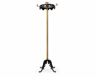 Vintage Italian Brass & Black Coat Rack , Sculptural Hall Tree , Hollywood Regency , Mid-Century  1950s